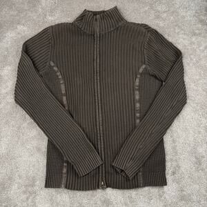 BKE Dark Brown Waffle Knit Ribbed Sweater Cardigan Size M Buckle Mall Goth